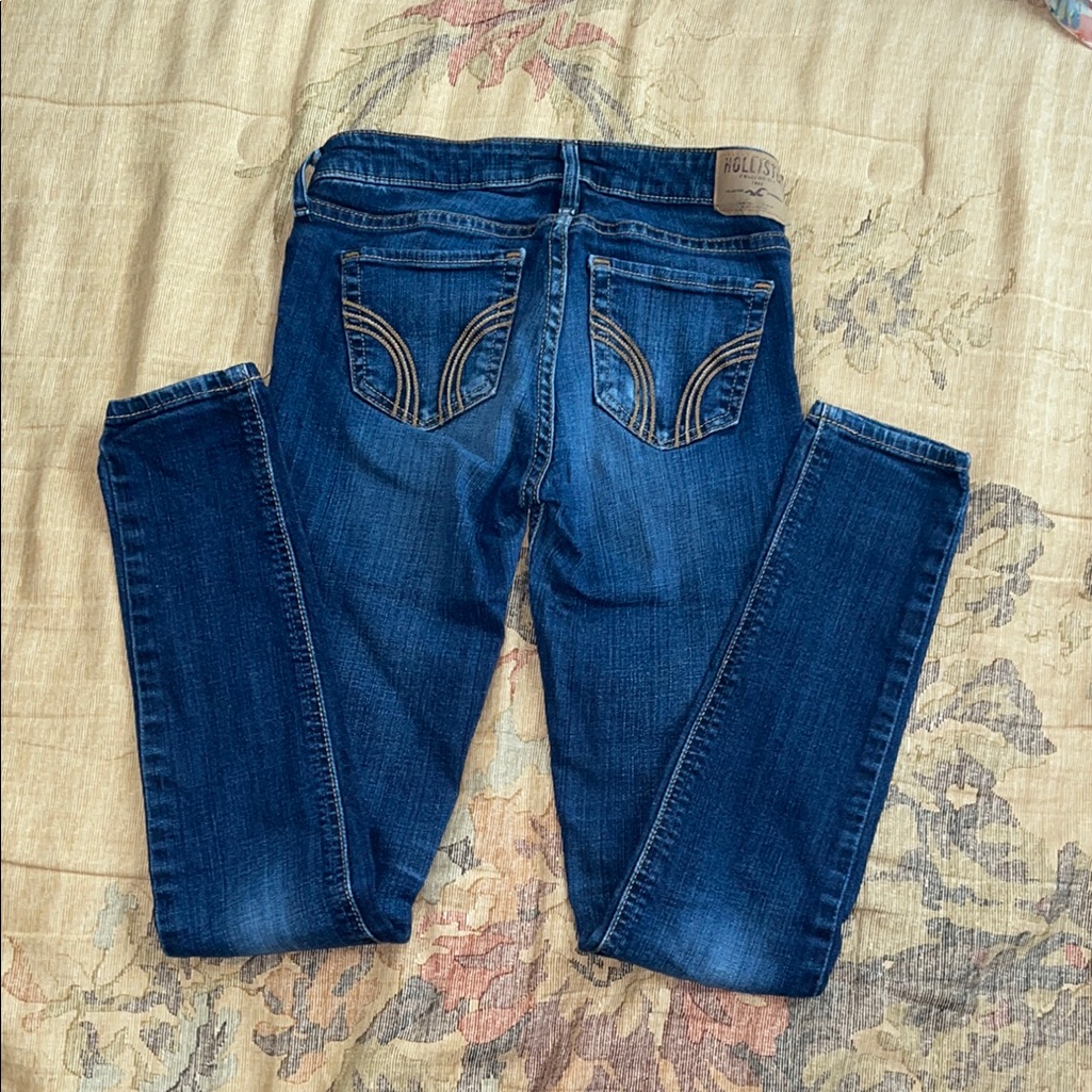 Hollister Blue Skinny Jeans With Distressed Details